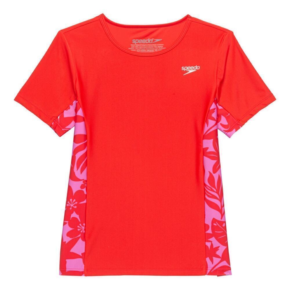NWT Speedo Big Girls Short Sleeve Printed Rash Guard UPF 50+ T-Shirt Swim Top - Picture 2 of 3